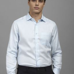 Louis Philippe Men Classic Slim Fit Spread Collar Textured Cotton Formal Shirt-image-70