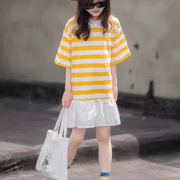 INCLUD Girls Striped Round Neck T-shirt Dress-image-34
