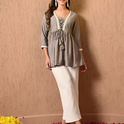DECKEDUP Women Solid Indigo Tunic-image-71