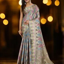 Blissta Woven Design Zari Organza Banarasi Saree-image-28