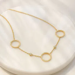 rubans voguish Rubans 18K Gold-Plated Stainless Steel Tarnish-Free Waterproof Zirconia Circle Necklace-picture-4