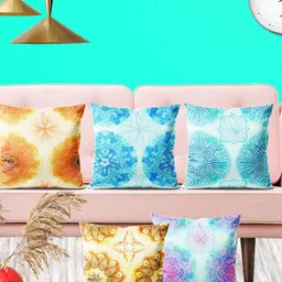ArtzFolio Multicoloured Set of 5 Square Cushion Covers-31