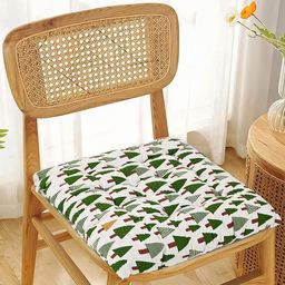 Kuber Industries Green & White Printed Cotton Comfort Chair Pads-51