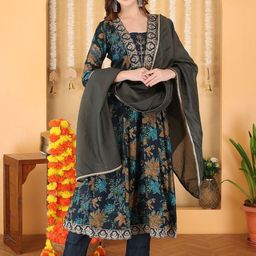 Anouk Women Floral Printed Regular Kurta & Trousers With Dupatta-18
