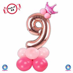 Shopperskart Ninth Birthday Balloon Decoration Kit Rose Gold - Pack of 14-image-83