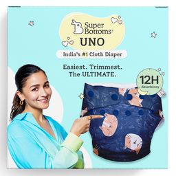 SuperBottoms Freesize UNO Reusable Cloth Diaper with 1 Dry Feel Magic Dry Pads - Blue-37