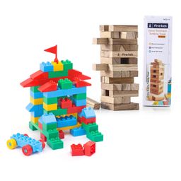 Pine Kids Junior Stacking & Tumbling Tower with Building Blocks Set Multicolour -72 Pieces-24