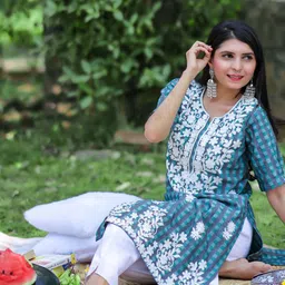 KALINI Women Yoke Design Chikankari Kurta-image-48