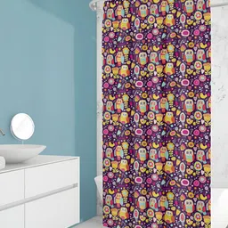 ArtzFolio Yellow & Purple Printed Waterproof Shower Curtain-4