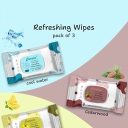 CURSIVE Set Of 3 Lemon Mint Cool Water & Cedarwood Refreshing Wet Wipes image 4