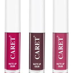 CARET ORGANIC Set Of 3 Super-Pigmented Liquid Matte Lipsticks - 2 ml Each - 5 - 7 - 8-53