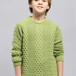Monte Carlo Boys Woollen Self Design Round Neck Full Sleeve Pullover-picture-26