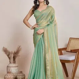 Jinal & Jinal Solid Beads and Stones Pure Chiffon Fusion Saree-image-92