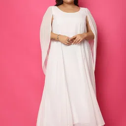 theRebelinme Slit Sleeve Georgette A-Line Maxi Dress-image-4