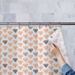 ArtzFolio White & Orange-Coloured Printed Waterproof Shower Curtains-67