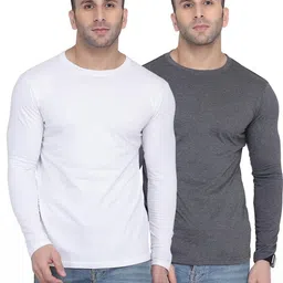 Kroptee Men White & Grey Pack Of 2 Long Sleeves Casual T-shirt-picture-39
