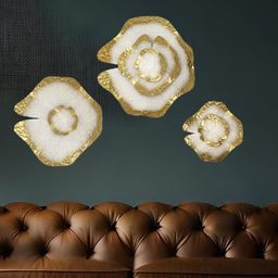 Cocovey Homes 3 Pieces Gold-Toned Aluminium Abstract Wall Decor-image-38