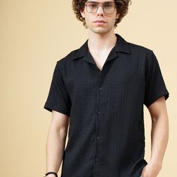 THE BEETEL HOUSE Men Club Fit Textured Cuban Collar Casual Shirt-picture-15