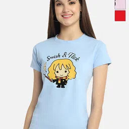 Dreambe Women Pack Of 3 Graphic Printed Round Neck Cotton T-shirts-picture-11