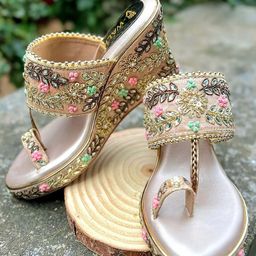 V-WALK Embellished Party Wedge Sandals-32