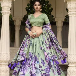 LOOKNBOOK ART Printed Ready to Wear Lehenga & Unstitched Blouse With Dupatta-picture-54