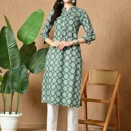 HERE&NOW Floral Printed Mandarin Collar Kurta-picture-43