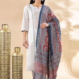 Anouk Women Solid Cotton Kurta with Trousers & Dupatta-99