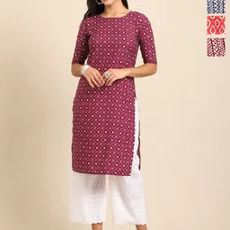 Anouk Rustic Women Pack Of 4 Ethnic Motifs Printed Straight Kurta-image-51