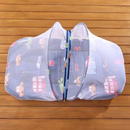 Babyhug Cotton Bedding Set with Mosquito Net City Buzz Print - Navy Blue image 2