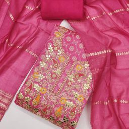 ICCHIT FAL Embroidered Art Silk Unstitched Dress Material-image-37