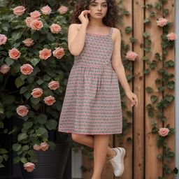 Komarri U Print A-Line Dress-image-80