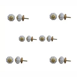 Indianshelf 6-Pcs White & Grey Ceramic Knobs-21
