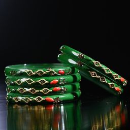 SOMIL Women Set Of 16 Artificial Stones & Beads Handcrafted Glass Bangles-picture-20