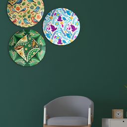 THE QUIRKY HOME 3Pcs White & Blue Printed Ceramic Premium Decorative Wall Decors-image-41