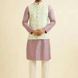 Manyavar Men Embroidered Woven Nehru Jackets-27