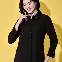 FUTURO Women Solid Shirt Collar Top-picture-34