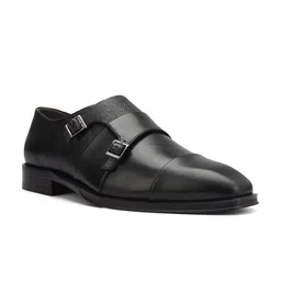 ROSSO BRUNELLO Men Textured Leather Formal Monks-picture-4