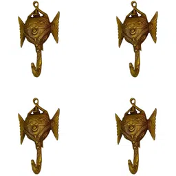 IndianShelf Goldtoned 4 Pieces Brass Tribal Ganesha Wall Hooks-image-7