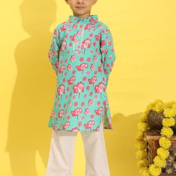 Cutiekins Boys Floral Printed Kurta with Pyjamas-28