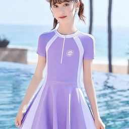 YK Girls Printed Round Neck Swim Dress-image-24