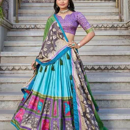 ZIBLON Printed Patchwork Ready to Wear Lehenga & Blouse With Dupatta-image-61