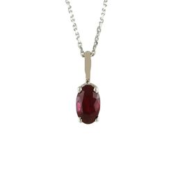 GenZcomplex Unisex Silver-Plated Ruby Stone Studded Oval Shaped Pendant image 1
