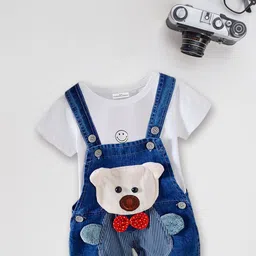 FOREVER FRIDAY Infant Boys Cotton Round Neck Dungaree With T-Shirt-54