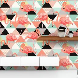 ArtzFolio Printed UV-Resistant Anti-Bacterial Floral Tropical Leaves Flamingos Peel & Stick Wallpaper-image-99