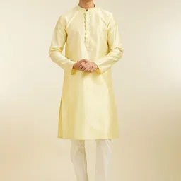 Diwas by Manyavar Geoemtric Woven Design Mandarin Collar Straight Kurta With Pyjamas-picture-5