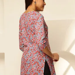 JANAKDULARI CREATION Women Floral Printed V-Neck Pure Cotton Kurti-picture-14
