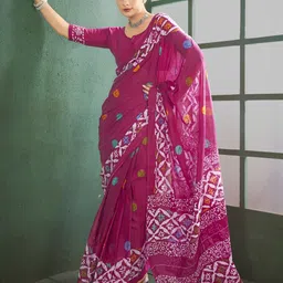 Mitera Ethnic Motifs Block Print Saree-4