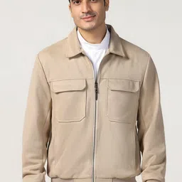 Blackberrys Men Spread Collar Solid Casual Bomber Jacket-15