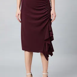 Athena Midi Skirt With Front Frill Detail-image-63