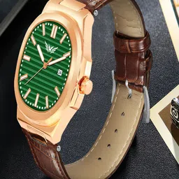 Hala Men Patterned Dial & Straps Analogue Watch PP-3100-Green Brown image 5